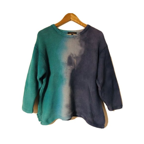Eddie Bauer Sweaters - Eddie Bauer Vintage Womens Large Blue Swirl Dye Knit Sweater